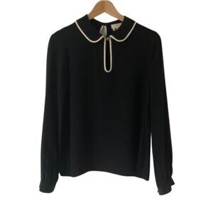 Kate Spade Silk Blouse • Peter Pan Collar • White Trim • Size 2